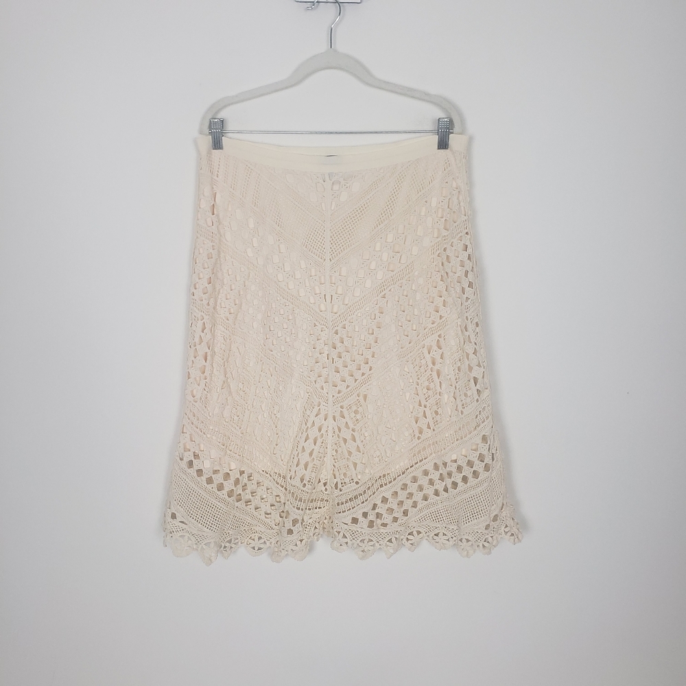 Elegant Cream Lace Skirt